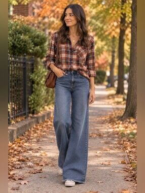 Hint Of Blu Blue Flare Wide Leg Raw Edge Hem Fall Size 31